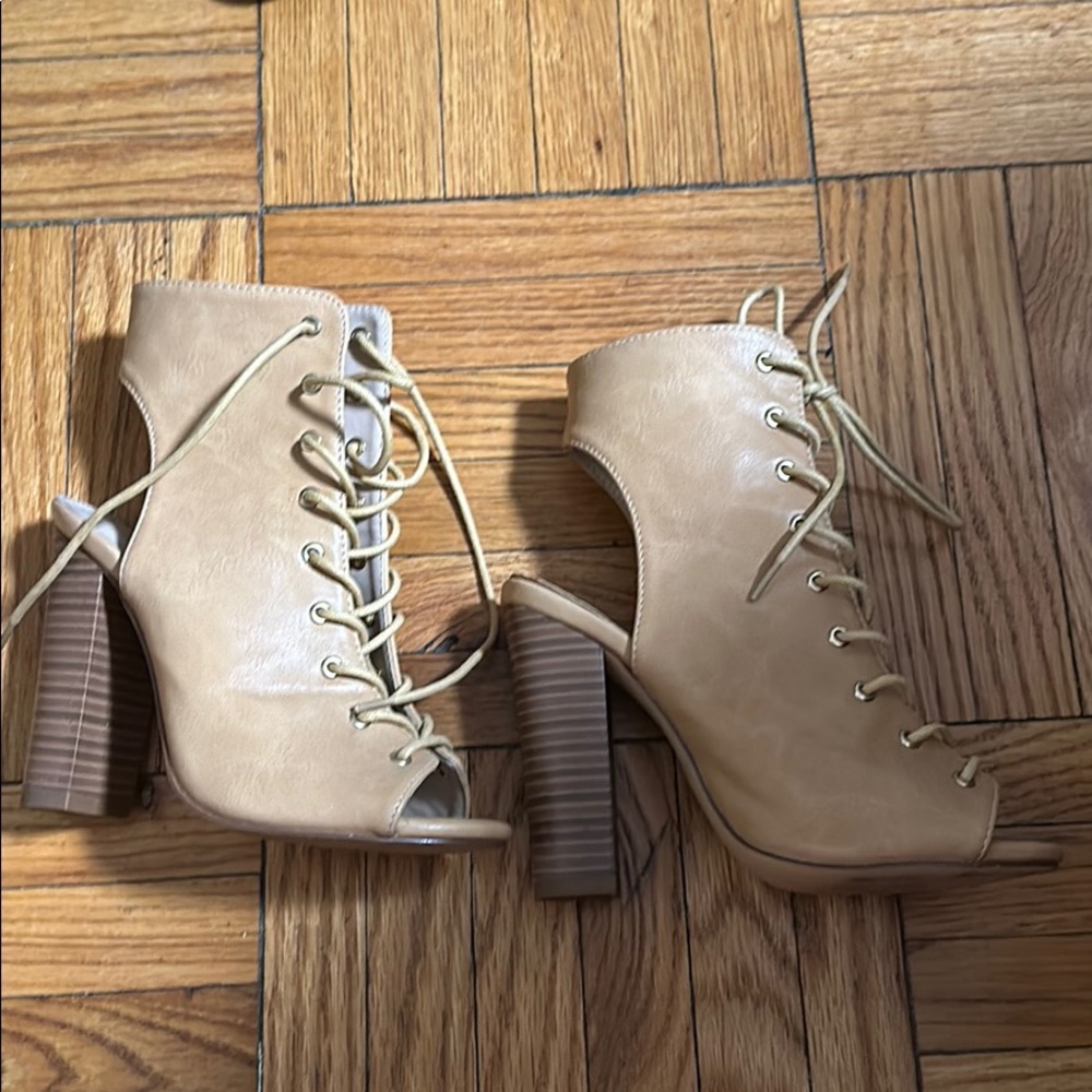 Tan lace up heels